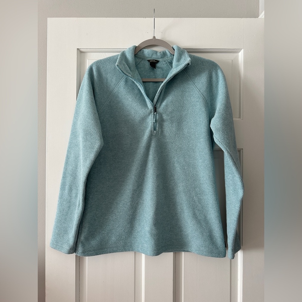 Eddie Bauer Light Blue 1/4 Zip Long Sleeve Pullover Sweater Top